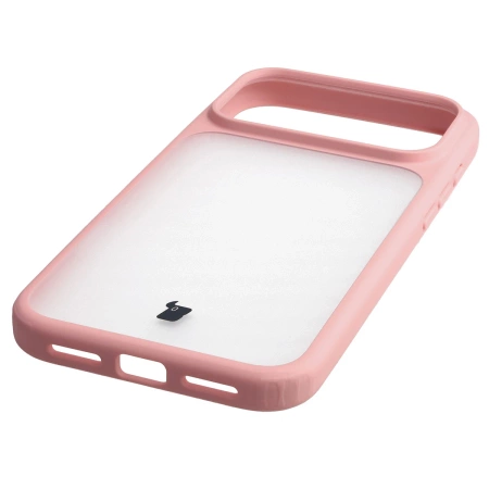 Etui Bizon Case Angelo do iPhone 17 Pro Max, półprzezroczyste z jasnoróżową ramką
