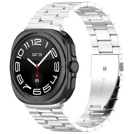 Pasek ze stali nierdzewnej Bizon Strap Watch Aura do Galaxy Watch Ultra 2 / 1, srebrny