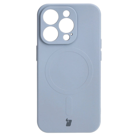 Etui silikonowe z pierścieniem magnetycznym Bizon Case Silicone Magnetic do iPhone 15 Pro, szare