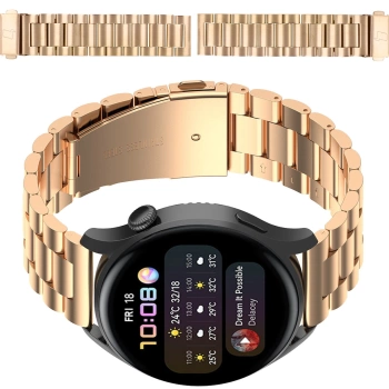 Pasek ze stali nierdzewnej do smartwatcha, Bizon Strap Watch Aura, QuickRelease 20 mm, różowozłoty
