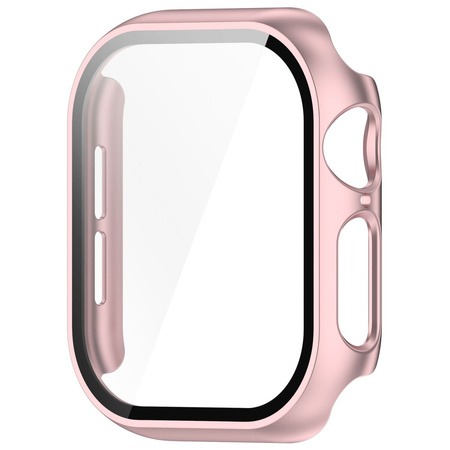 Etui ze szkłem do zegarka Bizon Case+Glass Watch do Apple Watch 11 / 10 42mm, jasnoróżowe