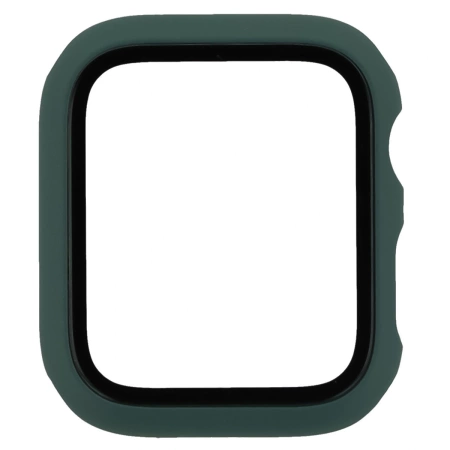 Etui ze szkłem do zegarka Bizon Case+Glass Watch do Apple Watch SE 3 / SE 2 / SE / 6 / 5 / 4 (44 mm), matowe ciemnozielone