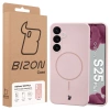 Silikonowe etui z pierścieniem magnetycznym Bizon Soft Case Magnetic do Galaxy S25 Plus, jasnoróżowe