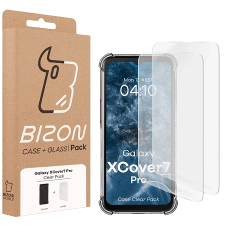 Elastyczne etui + 2x folia na ekran Bizon Case Clear Pack do Galaxy Xcover7 Pro