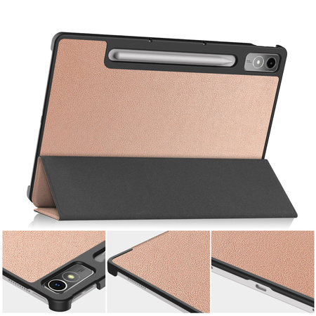 Etui Bizon Case Tab Croc do Lenovo Tab P12 12.7 TB 370, różowozłote