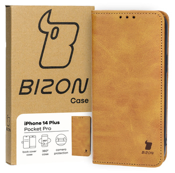 Etui z klapką Bizon Case Pocket Pro do iPhone 14 Plus, brązowe
