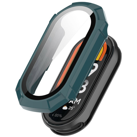 Etui ze szkłem do zegarka Bizon Case+Glass Watch do Xiaomi Smart Band 9, zielone