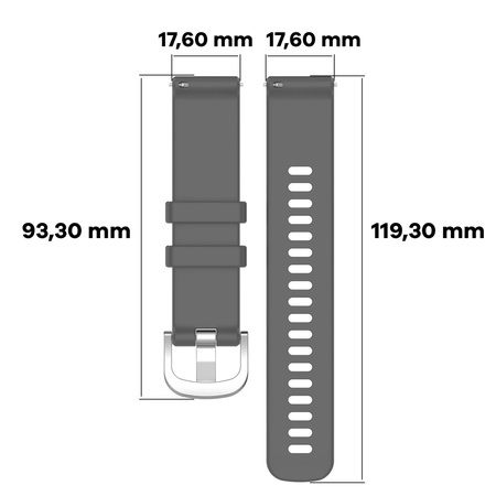 Pasek silikonowy do smartwatcha, Bizon Strap Watch Silicone Pro T, QuickRelease 18 mm, szary