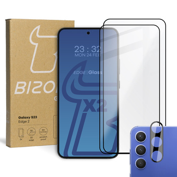 2x Szkło + szybka na aparat Bizon Edge 2 Pack do Galaxy S23