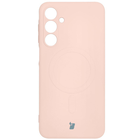 Silikonowe etui z pierścieniem magnetycznym Bizon Case Silicone Magnetic Sq do Galaxy A16 4G / 5G, jasnoróżowe