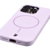 Silikonowe etui z pierścieniem magnetycznym Bizon Soft Case Magnetic do iPhone 15 Pro, jasnofioletowe