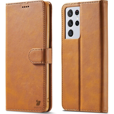 Etui Bizon Case Wallet do Galaxy S21 Ultra, jasnobrązowe