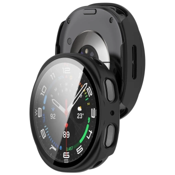 Etui ze szkłem do zegarka Bizon Case+Glass Watch do Samsung Galaxy Watch 8 44 mm, matowe czarne