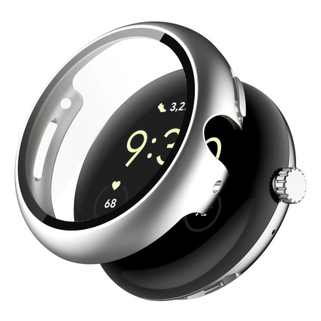 Etui ze szkłem do zegarka Bizon Case+Glass Watch do Google Pixel Watch 4 41 mm, matowe srebrne