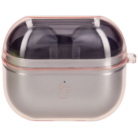 Elastyczne etui z karabińczykiem Bizon Case Headphone Clear do Galaxy Buds 3/3 Pro/3 FE przeźroczysto-różowe