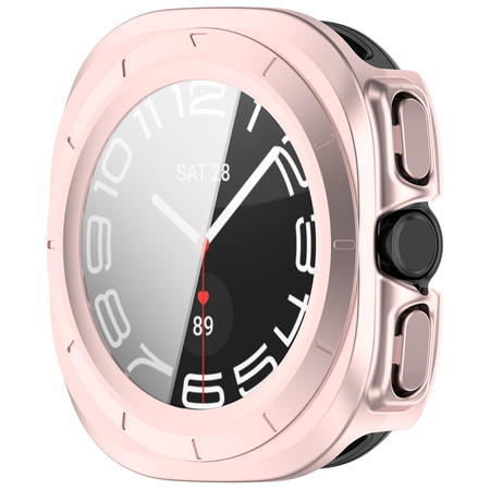 Etui ze szkłem do zegarka Bizon Case+Glass Watch do Galaxy Watch Ultra 2 / 1, satynowo różowe