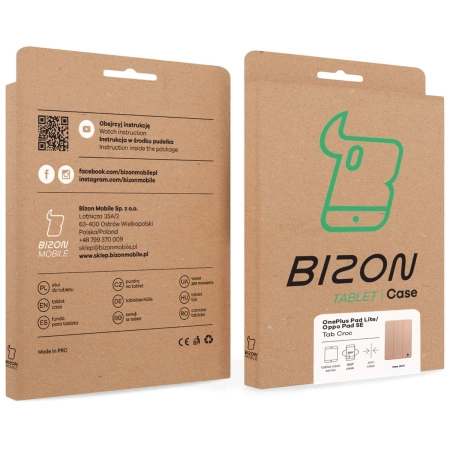 Etui z klapką Bizon Case Tab Croc do OnePlus Pad Lite / Oppo Pad SE, różowozłote