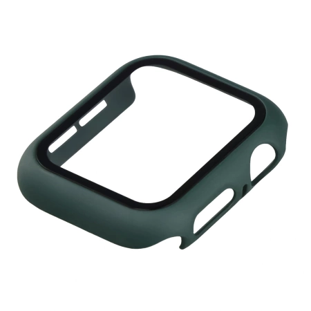 Etui ze szkłem do zegarka Bizon Case+Glass Watch do Apple Watch SE 3 / SE 2 / SE / 6 / 5 / 4 (40 mm), matowe ciemnozielone