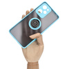Etui z uchwytem na palec Bizon Case Hybrid Ring do Xiaomi Poco X5 Pro, przydymione z jasnoniebieską ramką
