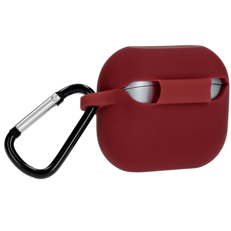 Silikonowe etui z karabińczykiem Bizon Case Headphone Silicone do Galaxy Buds 3/3 Pro/3 FE, burgundowe