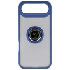 Etui z uchwytem na palec Bizon Case Hybrid Ring do iPhone Air, przydymione z granatową ramką