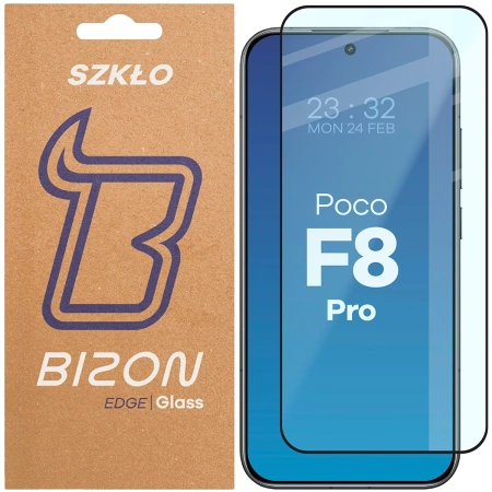 Szkło hartowane Bizon Glass Edge 2 do Xiaomi POCO F8 Pro, czarna ramka