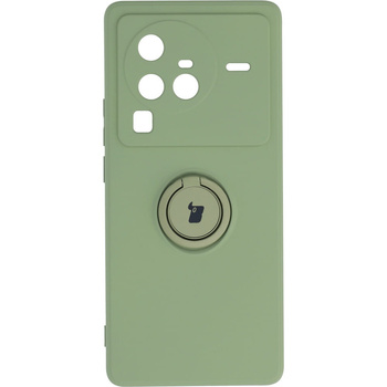Etui Bizon Case Silicone Ring Sq do VIVO X80 Pro, jasnozielone