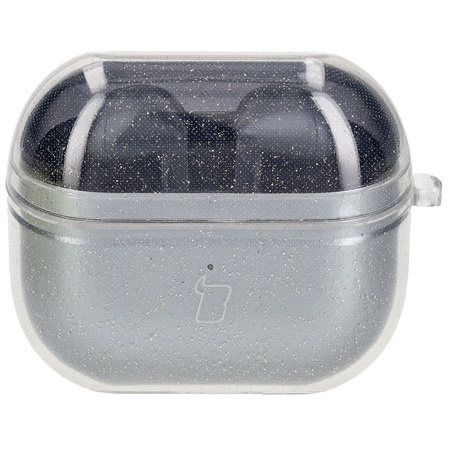 Elastyczne etui z karabińczykiem Bizon Case Headphone Clear do Galaxy Buds 3/3 Pro/3 FE przeźroczysto-brokatowe