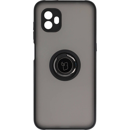 Etui z uchwytem na palec Bizon Case Hybrid Ring do Galaxy Xcover6 Pro, przydymione z czarną ramką