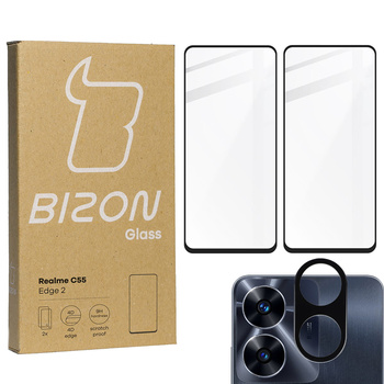 2x Szkło + szybka na aparat Bizon Edge 2 Pack do Realme C55