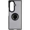 Etui z uchwytem na palec Bizon Case Hybrid Ring do Galaxy Z Fold7, przydymione z czarną ramką