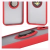 Etui z uchwytem na palec Bizon Case Hybrid Ring do Xiaomi POCO F7, przydymione z czerwoną ramką