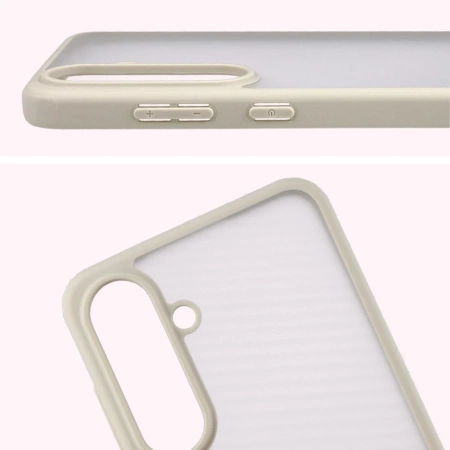 Etui Bizon Case Angelo do Galaxy S25 FE, półprzezroczyste z beżową ramką