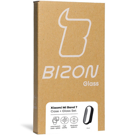 Etui ze szkłem Bizon Case, Case + Glass Set Xiaomi Mi Band 7, czarne