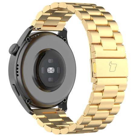 Pasek ze stali nierdzewnej do smartwatcha, Bizon Strap Watch Aura, QuickRelease 20 mm, złoty