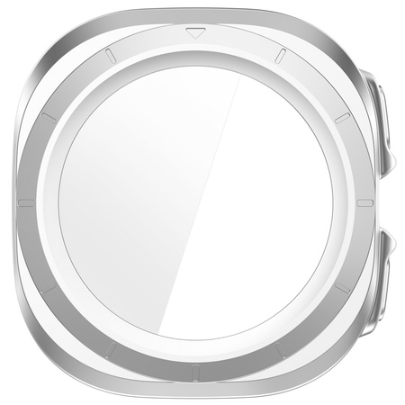 Etui ze szkłem do zegarka Bizon Case+Glass Watch do Galaxy Watch Ultra 2 / 1, satynowo srebrne