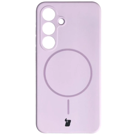 Silikonowe etui z pierścieniem magnetycznym Bizon Soft Case Magnetic do Galaxy S25, jasnofioletowe