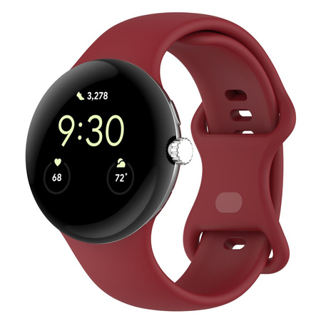 Silikonowy pasek Bizon Strap Watch Silicone S do Google Pixel Watch 3 (45mm), karminowy