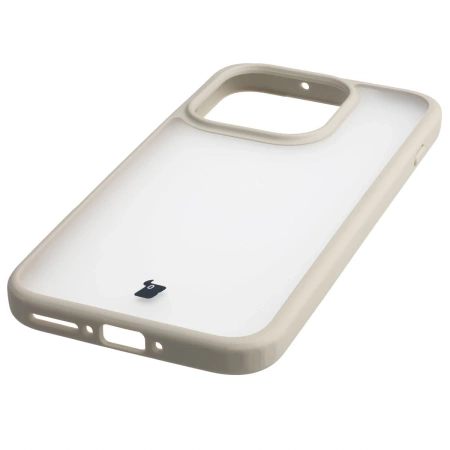 Etui Bizon Case Angelo do OnePlus 15, półprzezroczyste z beżową ramką