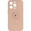 Etui Bizon Case Silicone Ring Sq do iPhone 14 Pro, jasnoróżowe
