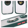 Etui z uchwytem na palec Bizon Case Hybrid Ring do iPhone 16 Pro, przydymione z ciemnozieloną ramką