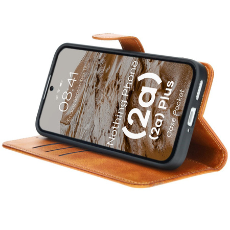 Etui z klapką Bizon Case Pocket do Nothing Phone (2a) / (2a) Plus, brązowe