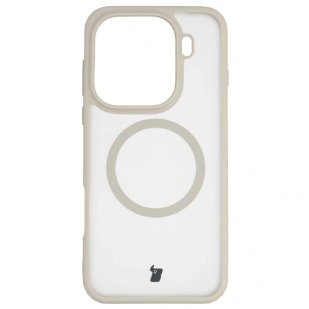 Etui z pierścieniem magnetycznym Bizon Case MatteO do Oppo Find X9 Pro, przydymione-beżowe