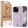 Silikonowe etui z pierścieniem magnetycznym Bizon Soft Case Magnetic do iPhone 16 Pro, jasnofioletowe