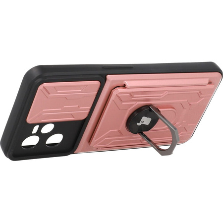 Etui Bizon Case Camshield Card Slot Ring do Realme C35, jasnoróżowe