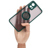 Etui z uchwytem na palec Bizon Case Hybrid Ring do Motorola Edge 30 Neo, przydymione z ciemnozieloną ramką