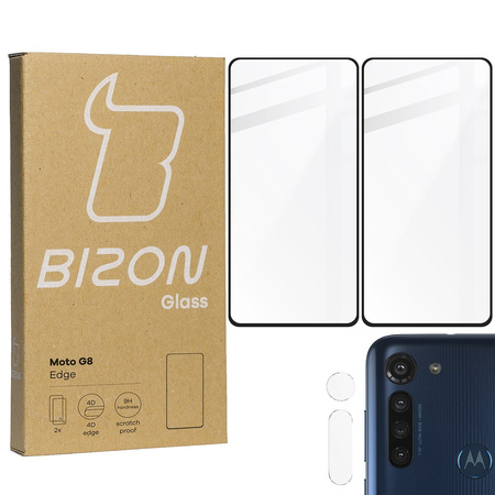 2x Szkło + szybka na aparat Bizon Edge Pack do Moto G8
