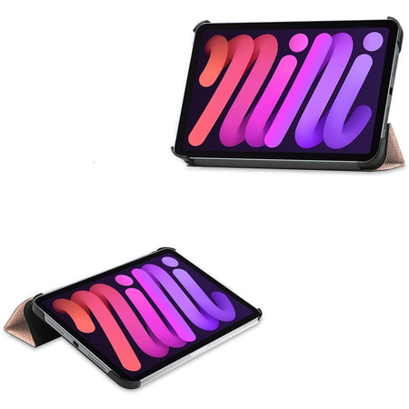 Etui Bizon Case Tab Croc do Apple iPad Mini (A17 Pro) 2024 / iPad Mini 6 2021, różowozłote