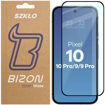 Szkło hartowane Bizon Glass Edge 2 do Google Pixel 10 / 10 Pro / 9 / 9 Pro , czarna ramka