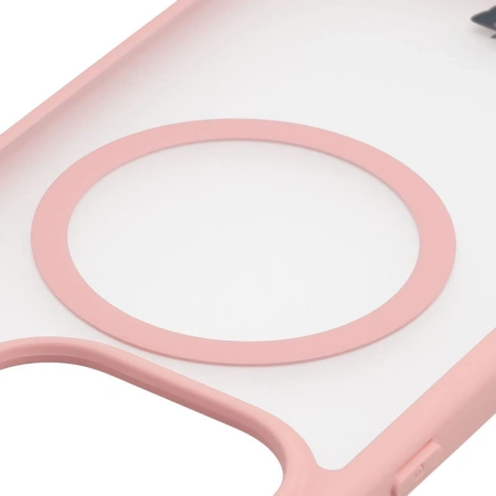 Etui z pierścieniem magnetycznym + szkło hartowane Bizon MatteO Pack do OnePlus 15, przydymione-jasnoróżowe
